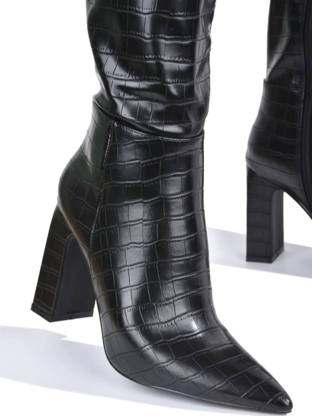 Cape Robbin Women's Mid-Calf Boots - Chunky Block Heel Boots Black Size 10 - Picture 6 of 11